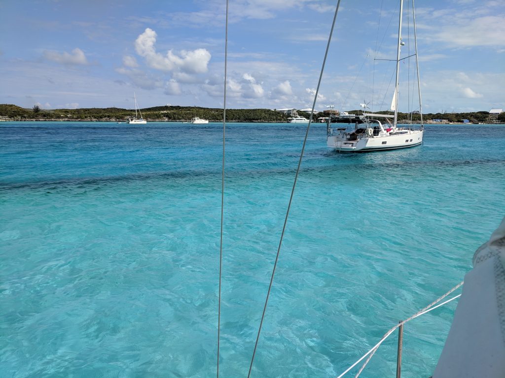 Staniel Cay Exuma Cays island sailing sandbar view